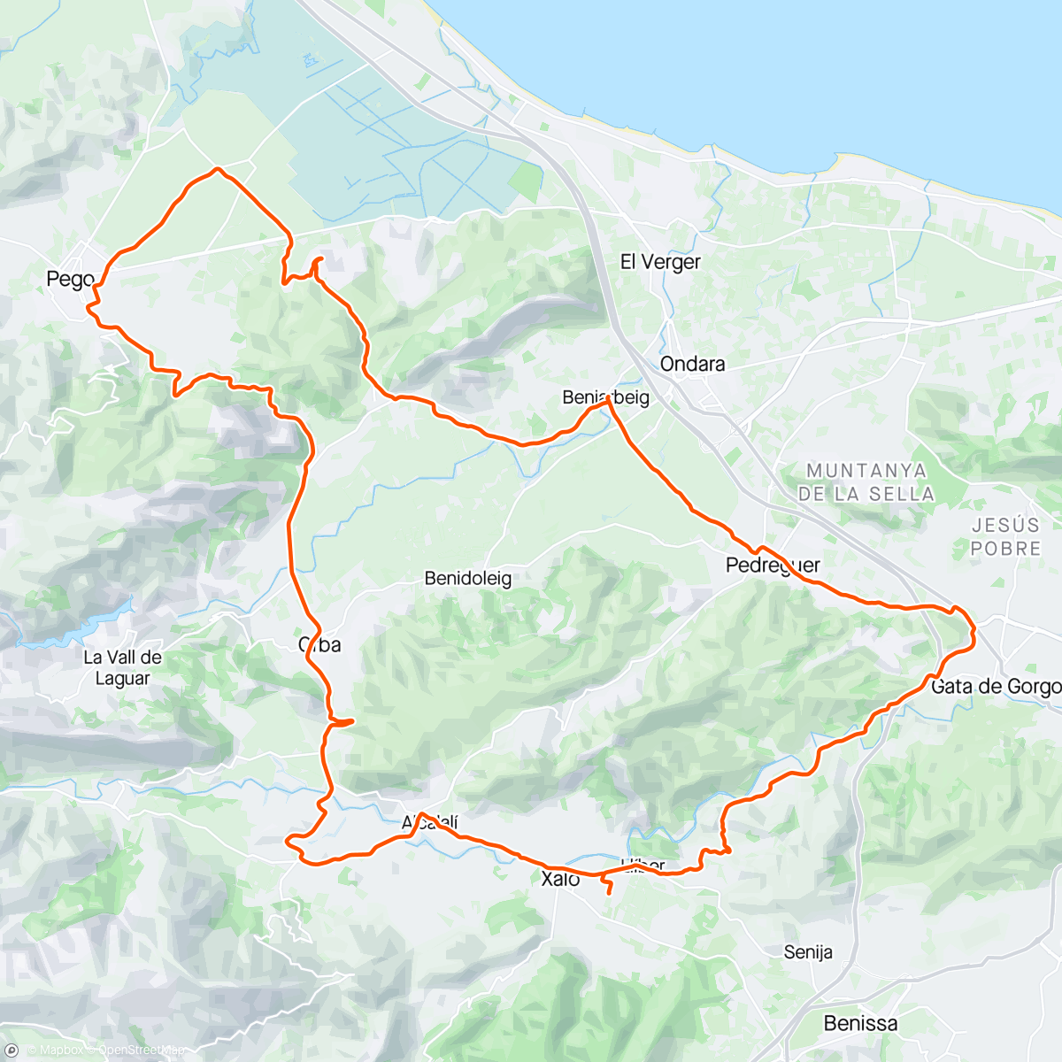 Map of the activity, Orba - Pego - Alt de Sorell - Beniarbeig - Gata de Gorgos