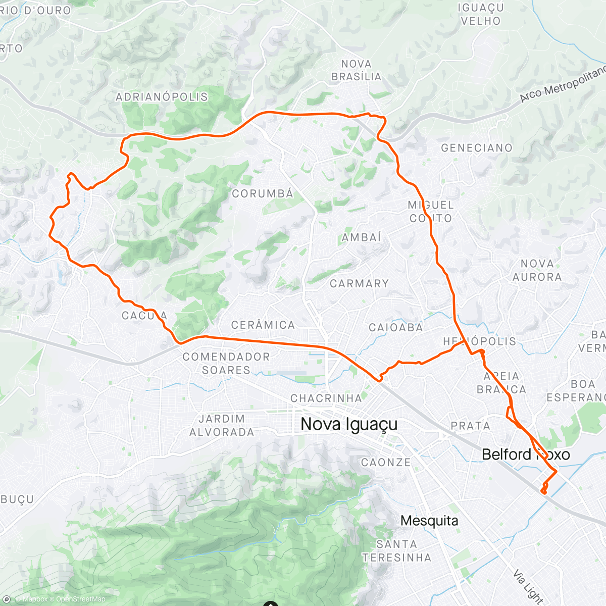 Map of the activity, Bike Night Heliópolis / Belford Roxo
