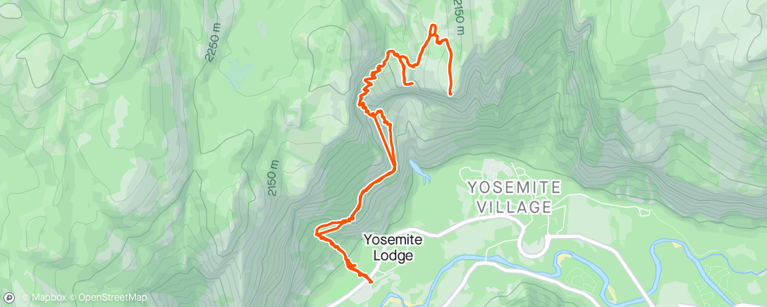 Mappa dell'attività Yosemite Falls ⛰️