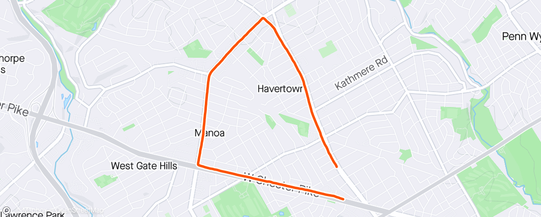 Map of the activity, Lunch Run (Tempo)