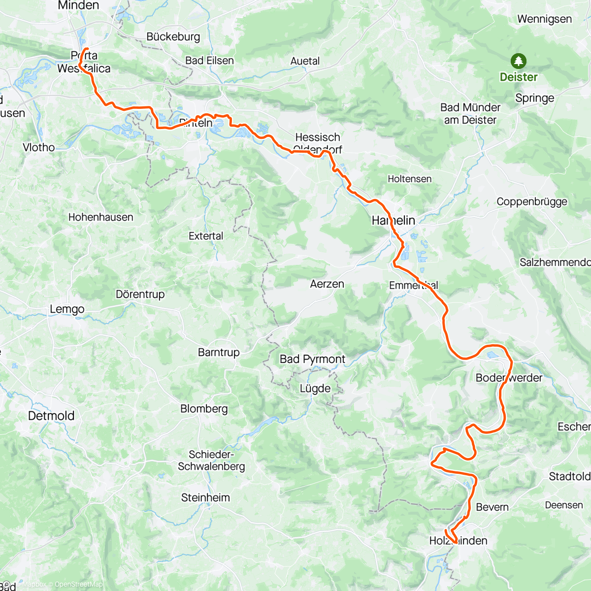 Map of the activity, Höxter-Stahle -> Porta Westfalica