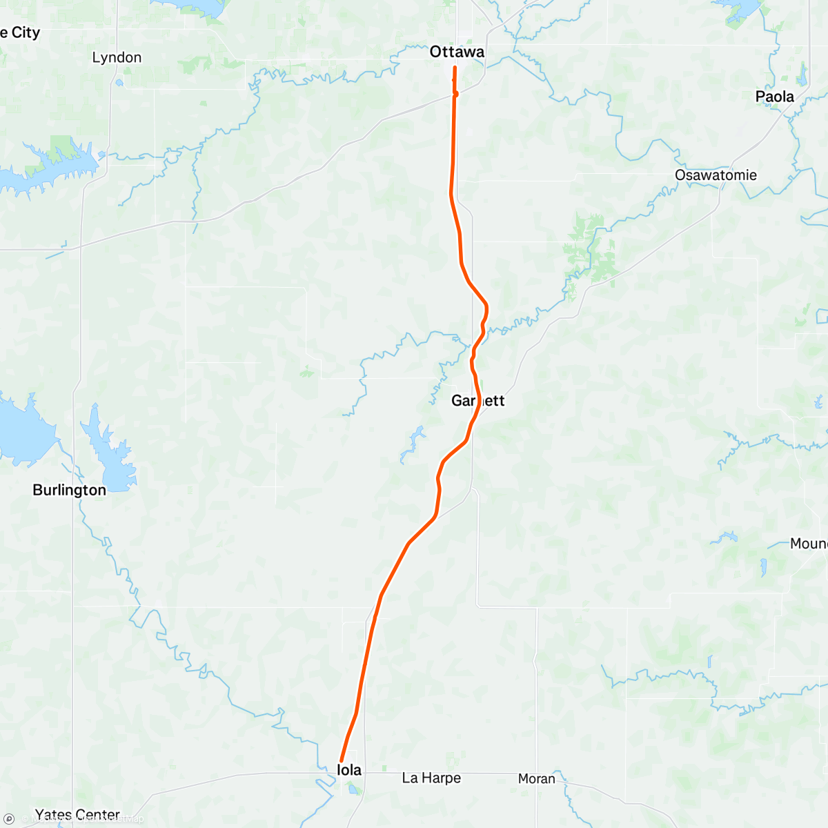 Map of the activity, Kansas Rails to Trails 100