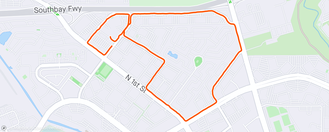 Mapa da atividade, Very slow and easy run in San Jose