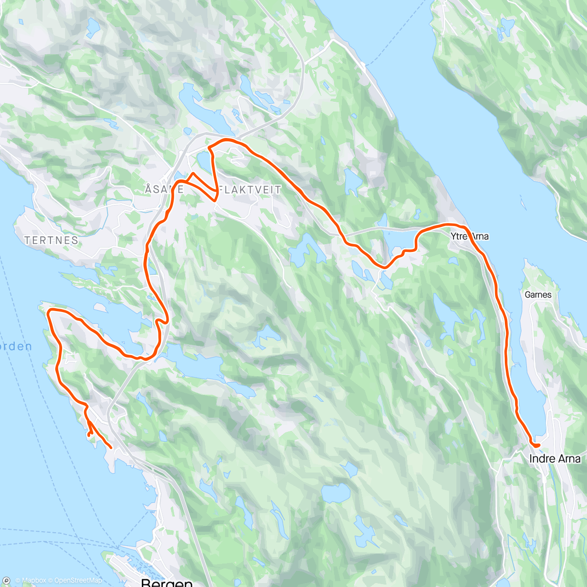 Map of the activity, Ein kjapp tur til Arna i kulden