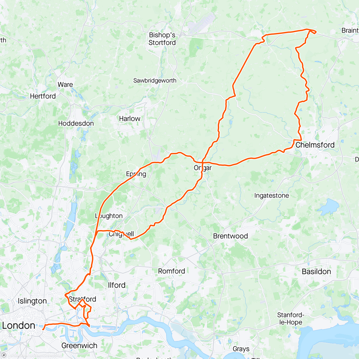 Map of the activity, Ride 100