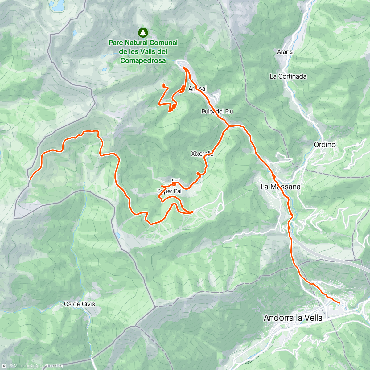 Map of the activity, SFIDA Girona - Andorra #6.