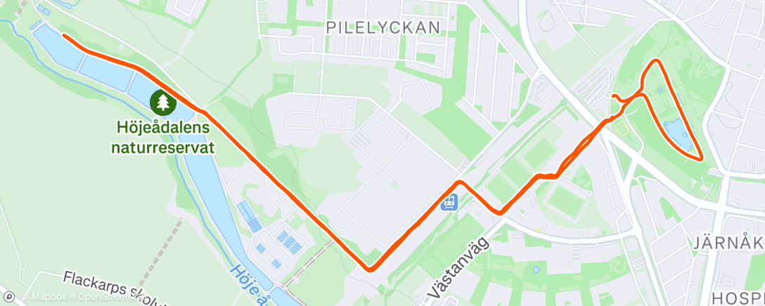 Map of the activity, Afternoon Run