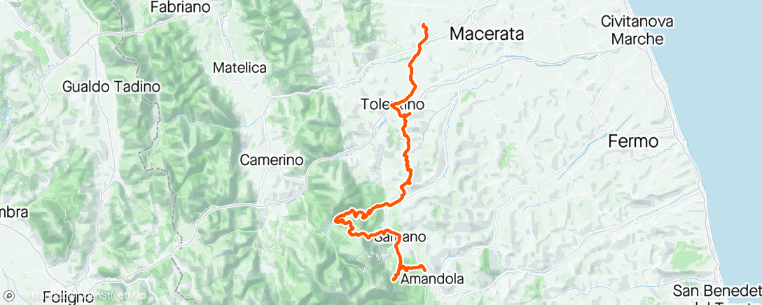 Map of the activity, Mountain biking mattutina