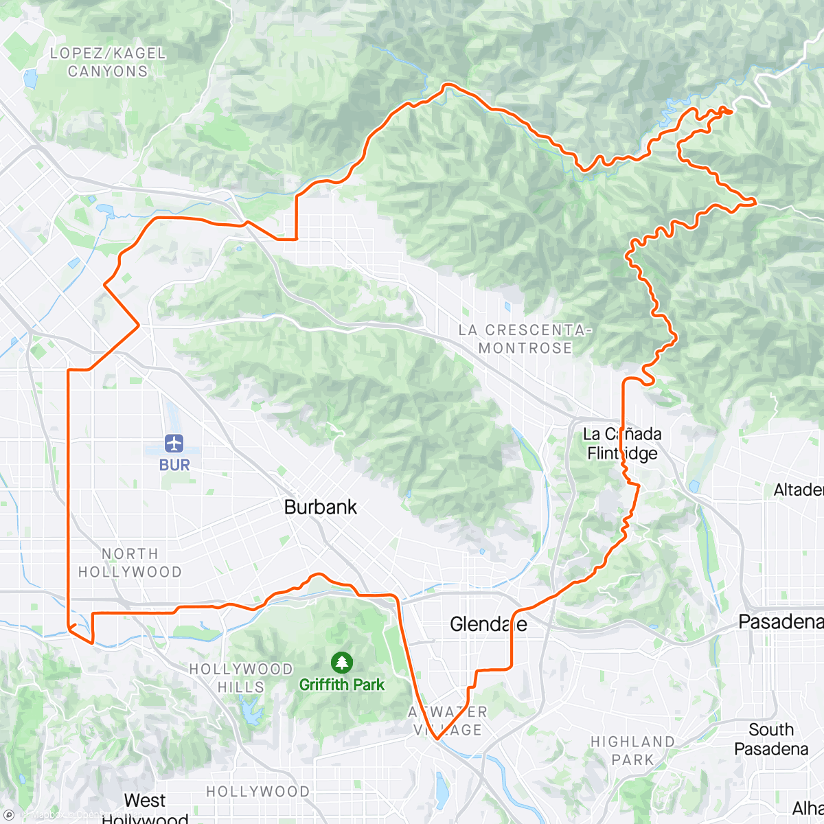 Map of the activity, BTS Cycle: First time climbing Big Tujunga and flying down Angeles Crest Highway! Epic ride!