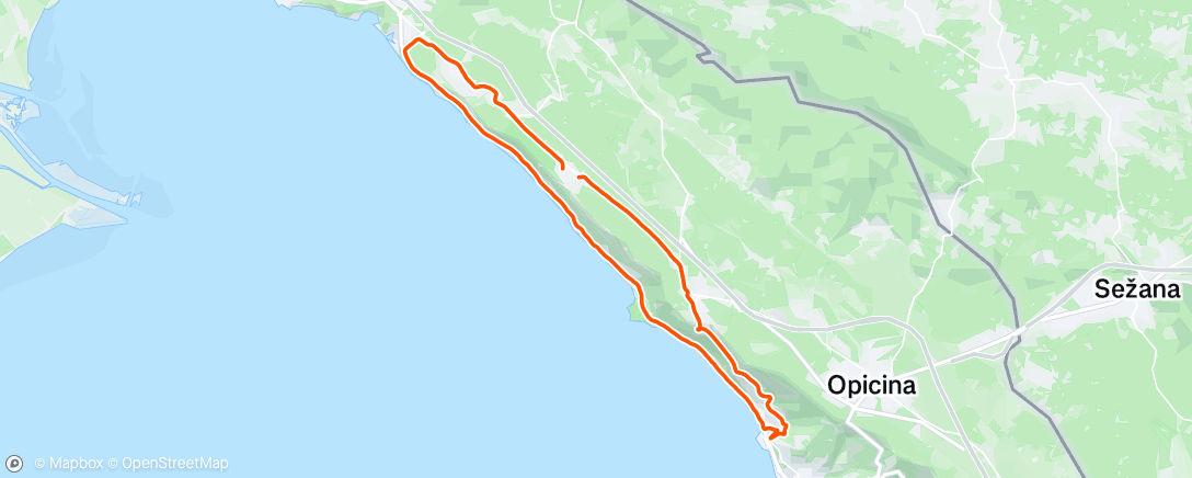 Map of the activity, Pedalata serale