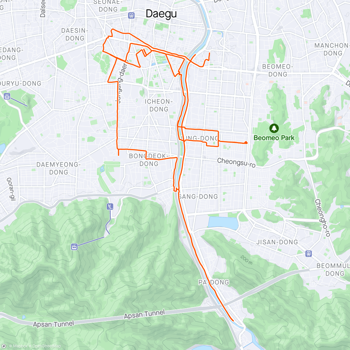 Map of the activity, City Ride Daegu