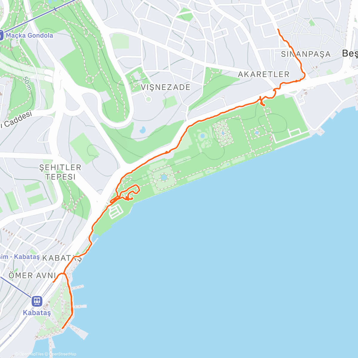 Карта физической активности (dolmabahçe: sarayi, saat kulesi)