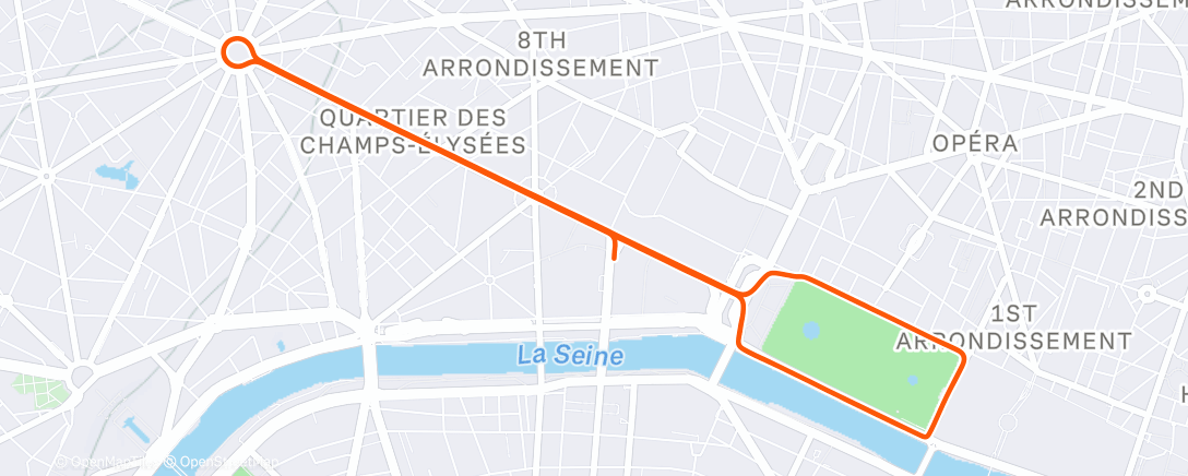 Map of the activity, Easy Run with 12 x 200 m increased Speed