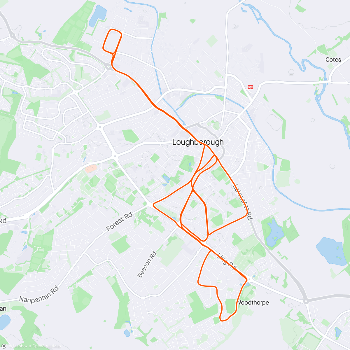 Map of the activity, 12 Miles (8 Miles @ Tempo/Race Pace)