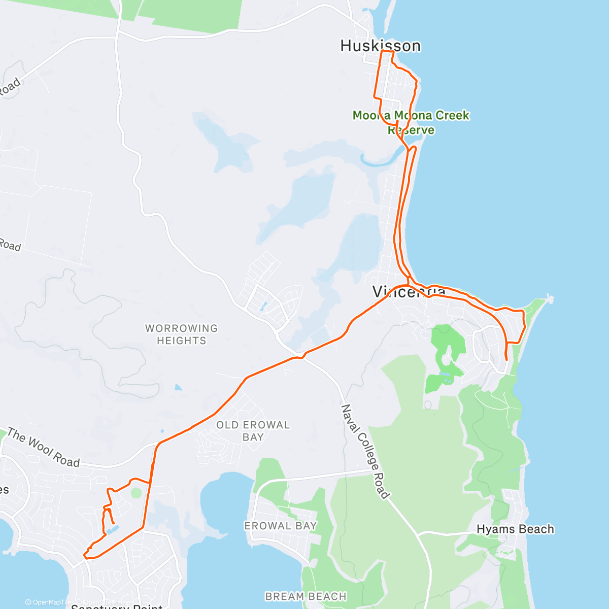 Map of the activity, Bike Paths, Kangaroos and Coffee 
🏖️ 🚴 ☕️