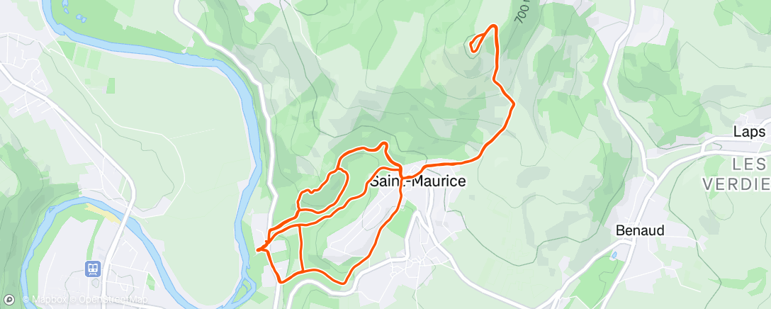 Map of the activity, Course à pied le midi