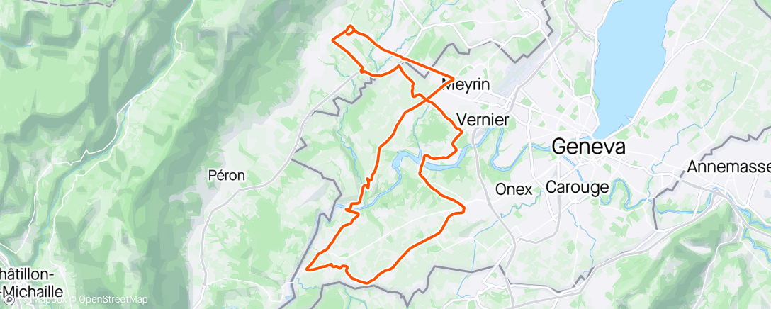 Mapa de la actividad (CERN Vélo Club ride)