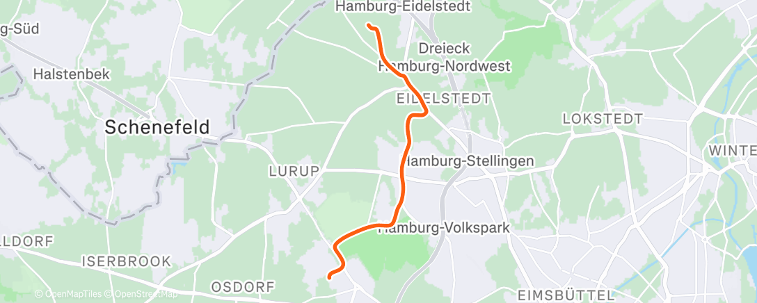 Map of the activity, Evening Ride