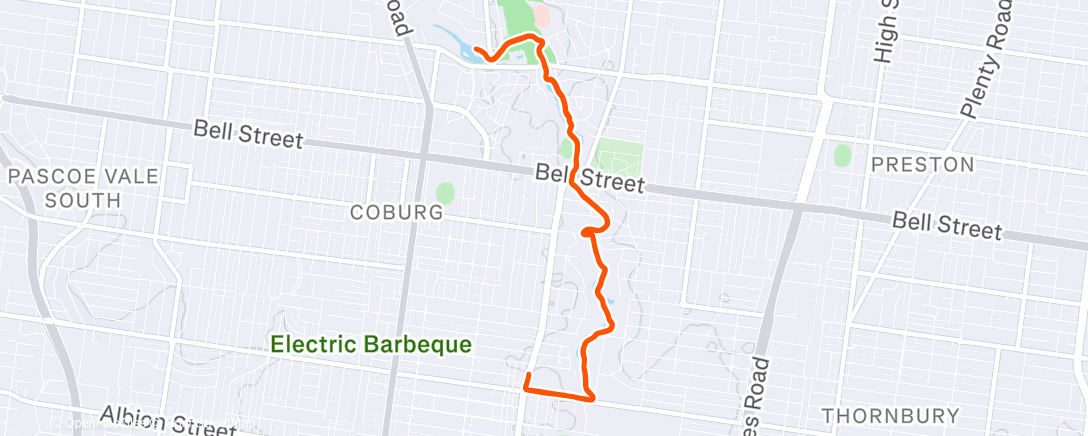 Map of the activity, Morning Run