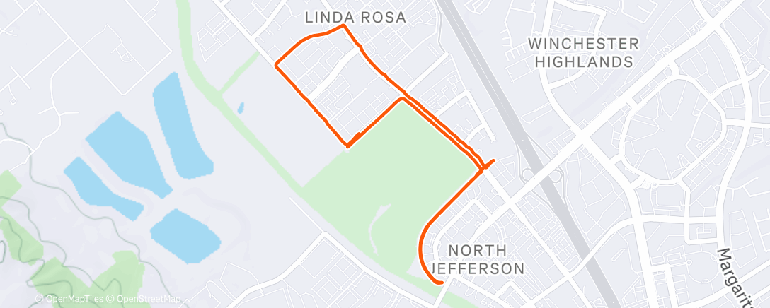 Map of the activity, Evening Run