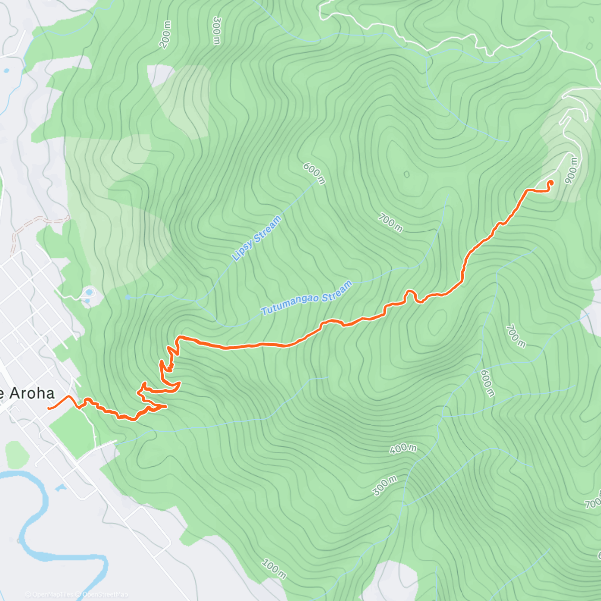 Map of the activity, Te Aroha Summit return.