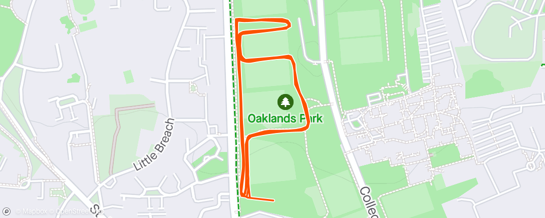Map of the activity, Chichester Parkrun