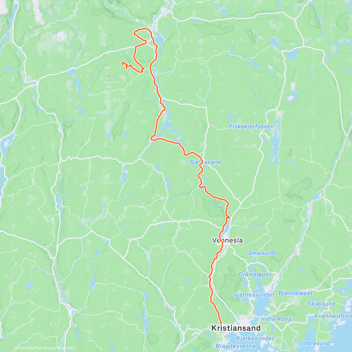 Map of the activity, Grusomvei hjem fra Fjellestad