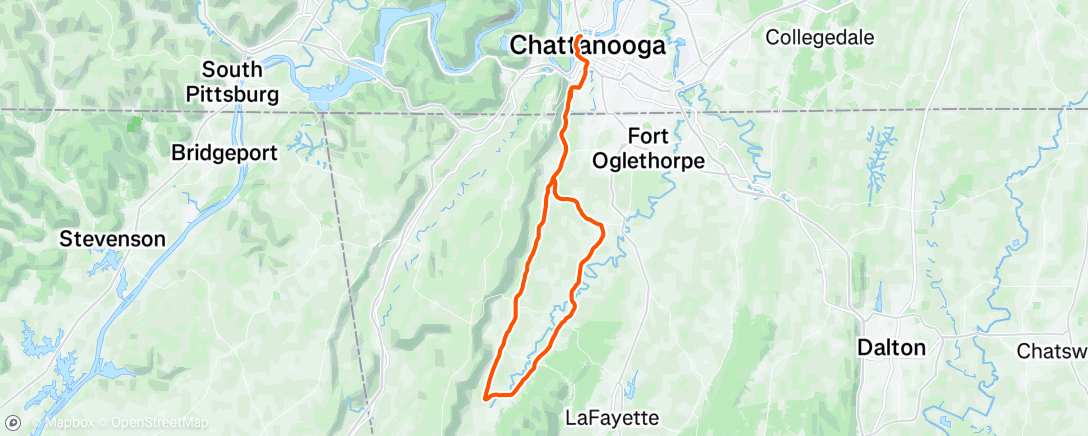 Map of the activity, 70.3 Chattanooga