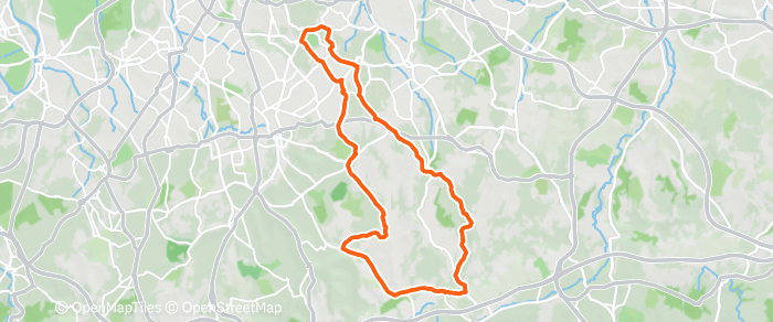 Route map for KESTON (CAFE AT END) – ST GERMAIN CAFE – G1/2 32MI 1900FT G3 29MI 1400FT