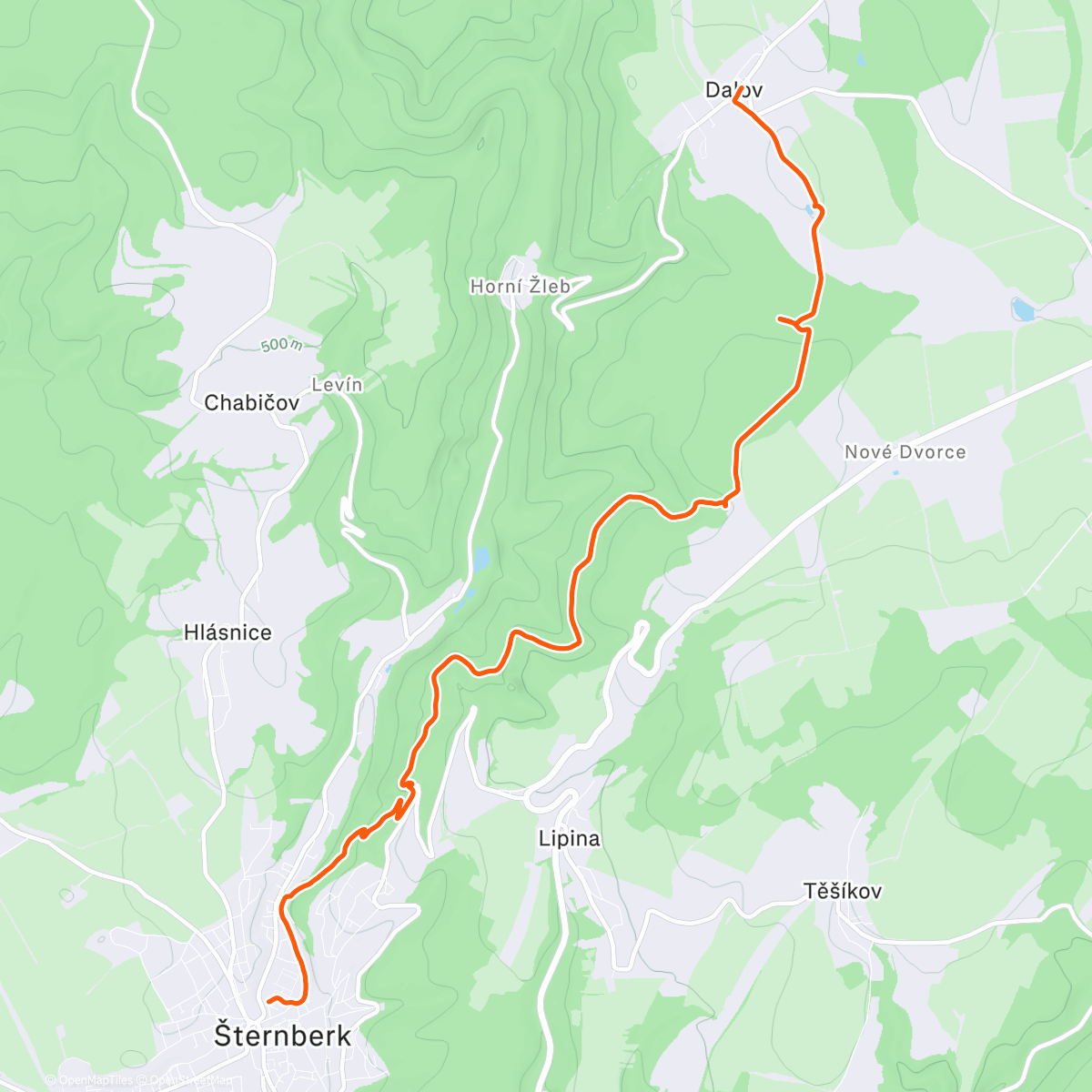 Map of the activity, Procházka s dědou a Evikem 🫶