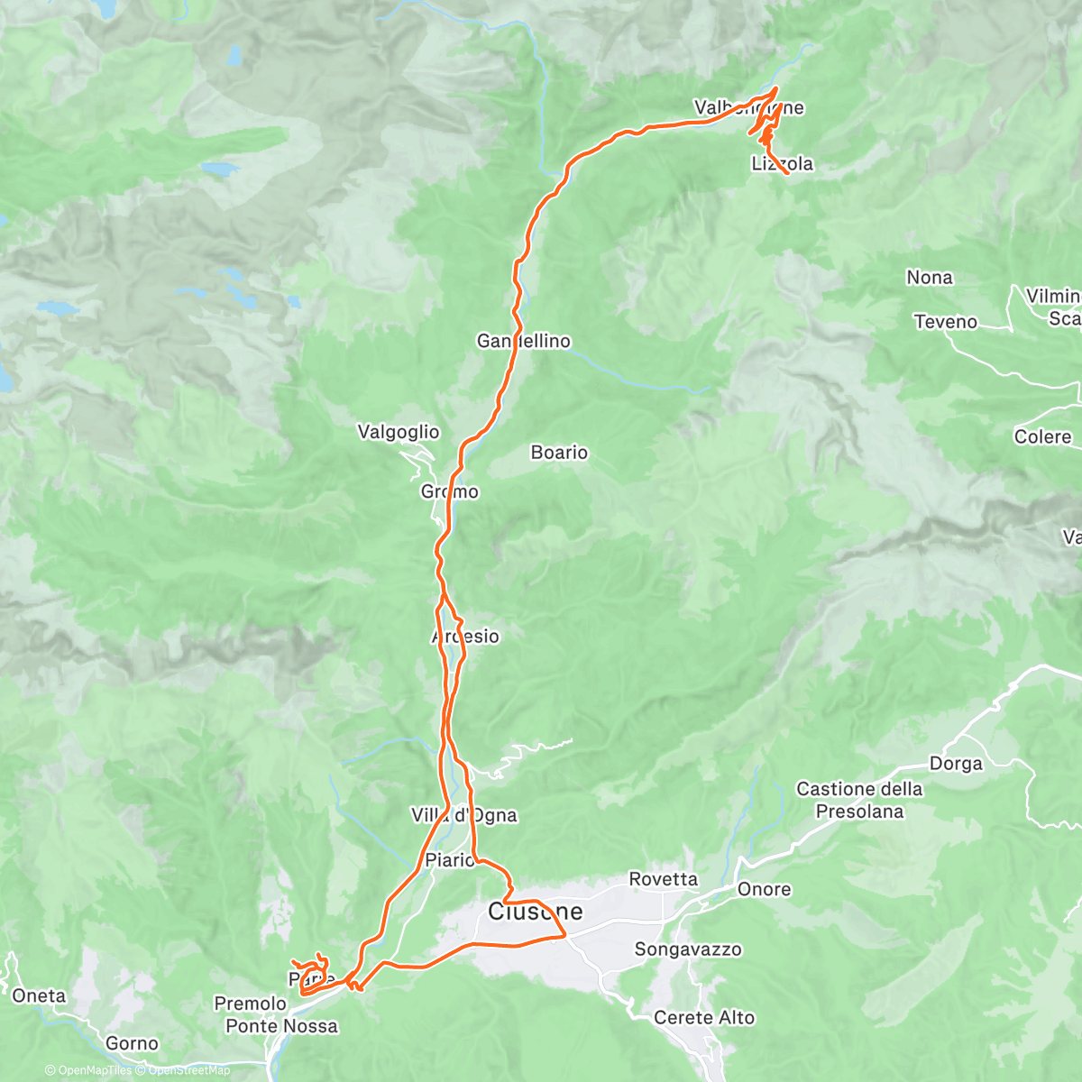 Map of the activity, Pedalata mattutina