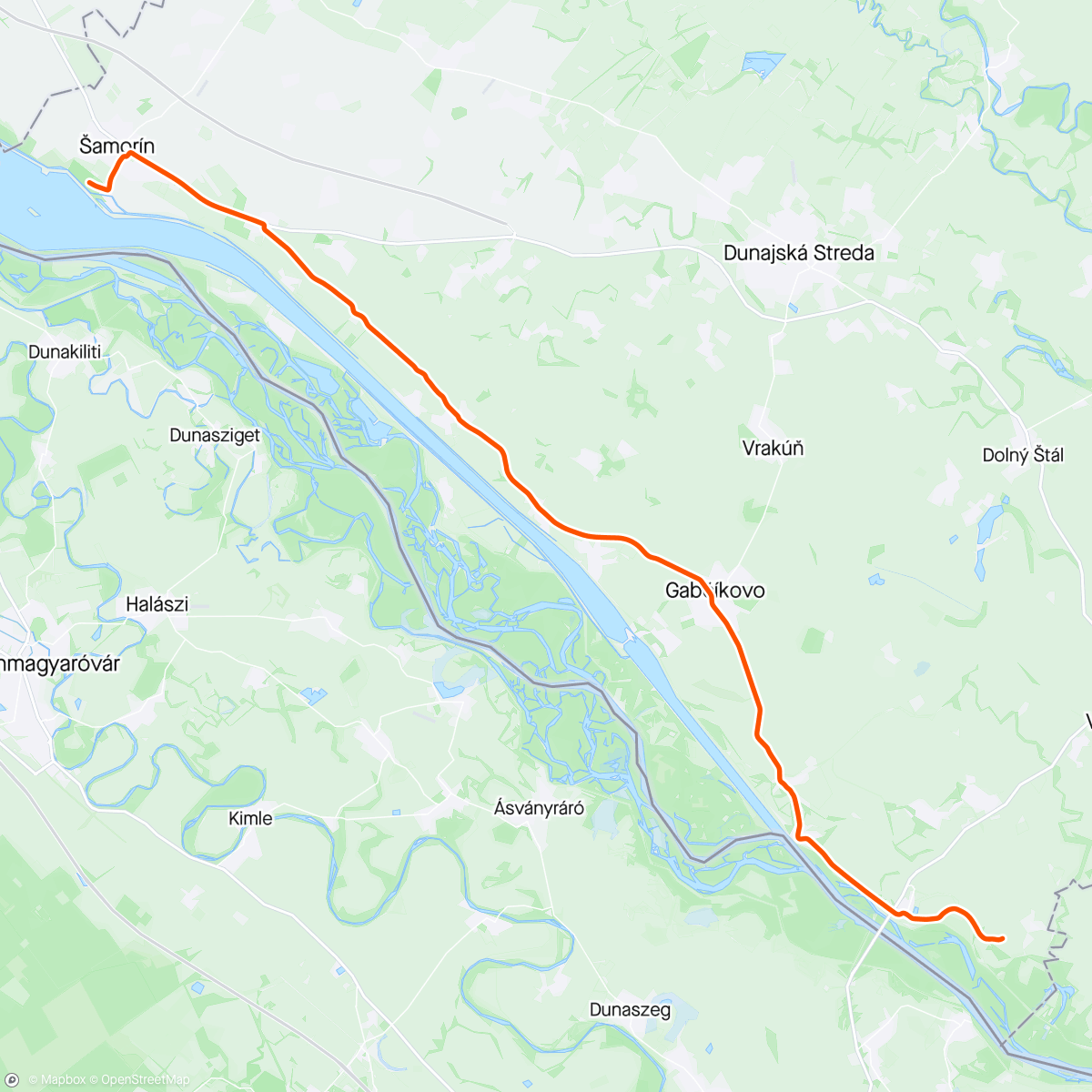「ROUVY - Challenge Samorin | Slovakia 45 km」活動的地圖