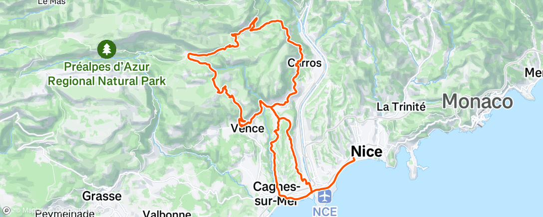 Map of the activity, Sortie vélo le midi