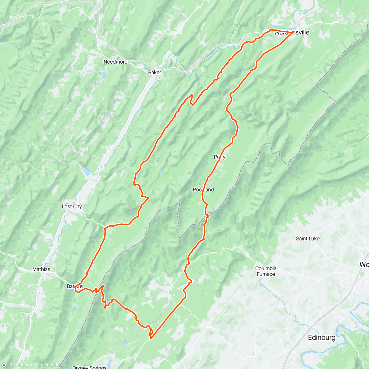 Map of the activity, Crooked run-squirrel gap-wolf gap