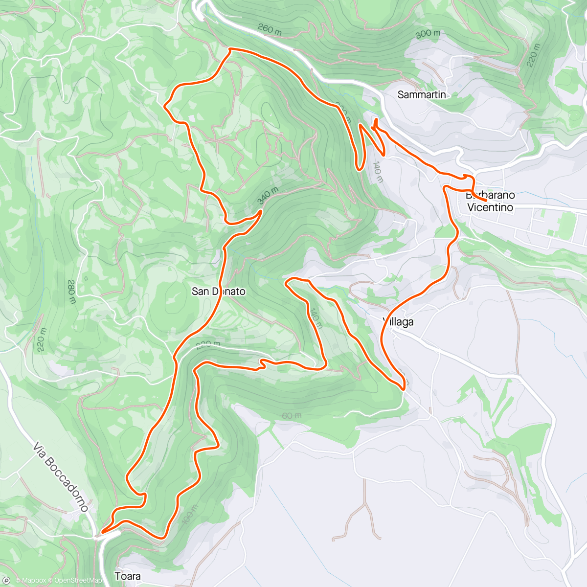 Mapa da atividade, Giretto in mtb colli Berici