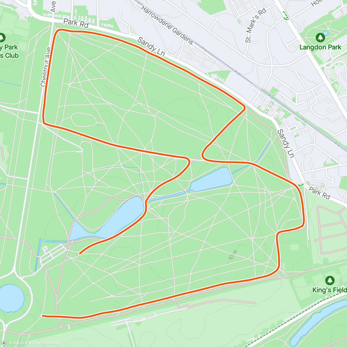 Map of the activity, Bushy parkrun for Kit's 98th