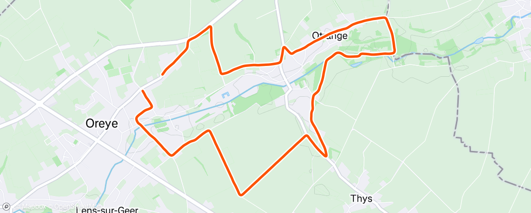 Map of the activity, Course à pied en soirée