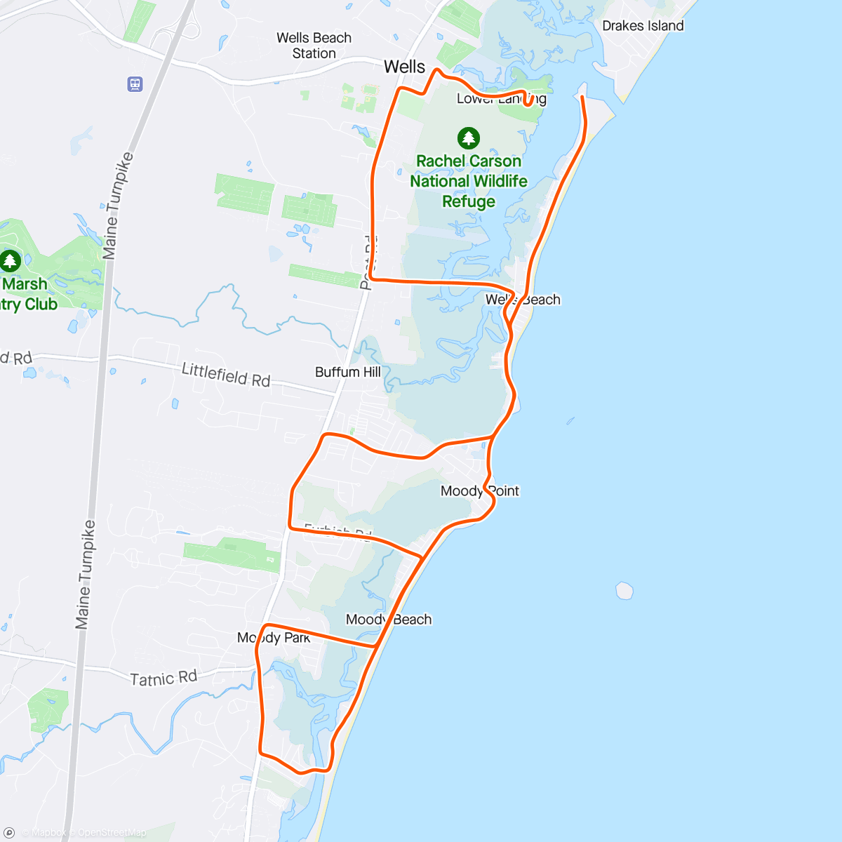 Kaart van de activiteit “Maine Coast Half Marathon”