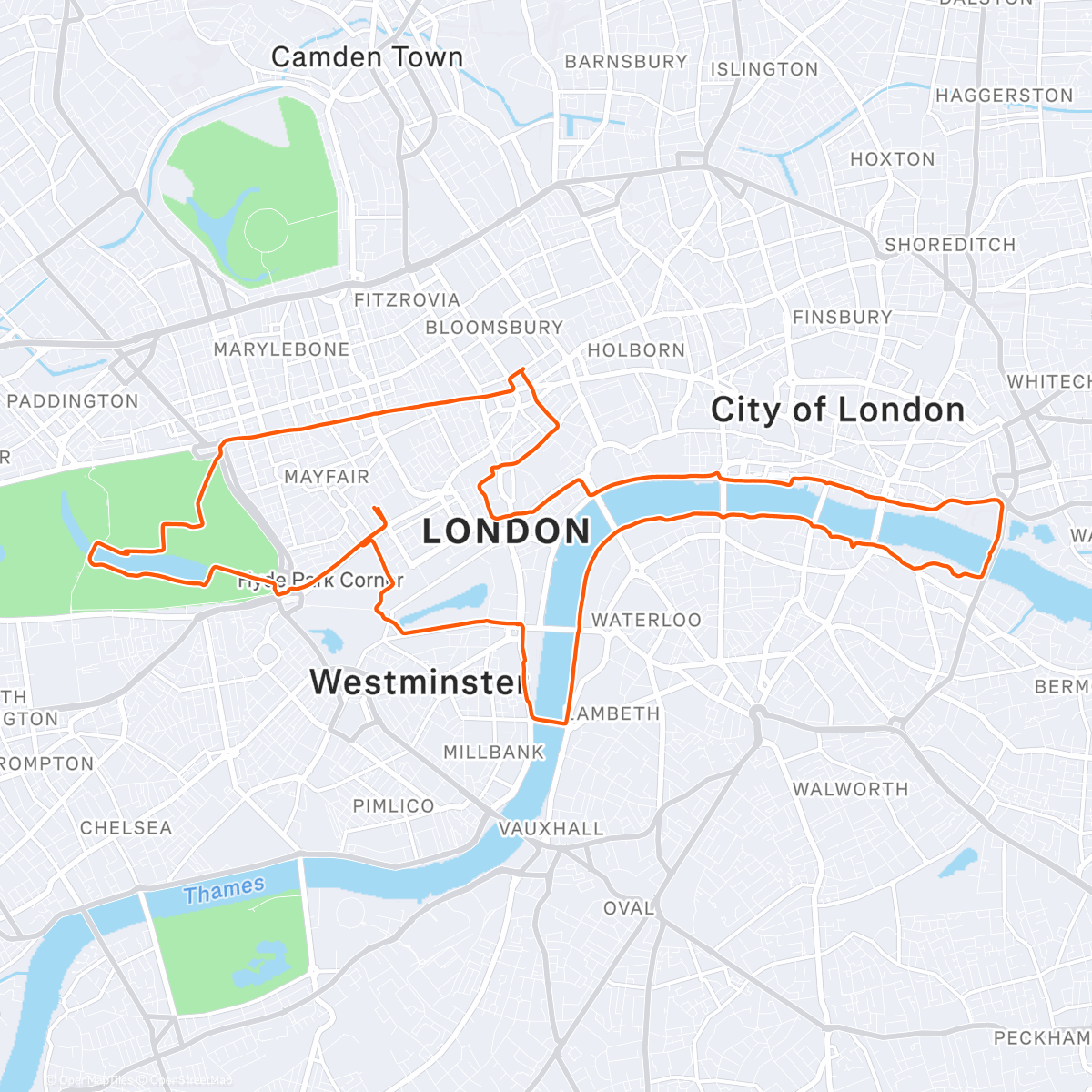 Map of the activity, London Half Marathon