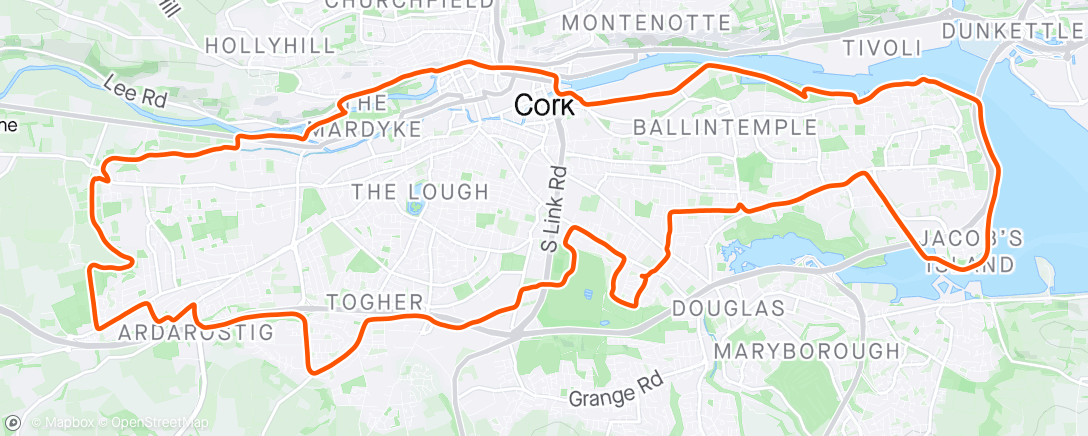 Map of the activity, 3 hour + Cork City