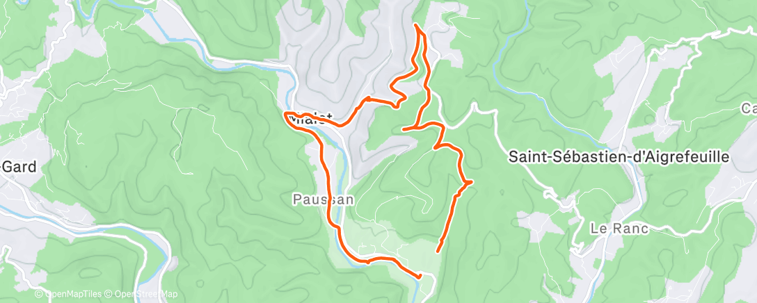 Карта физической активности (Un détour dans les Cévennes pour se reposer.)