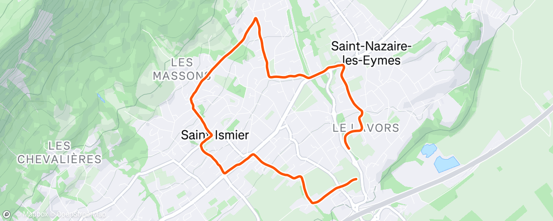 Map of the activity, Course à pied en soirée