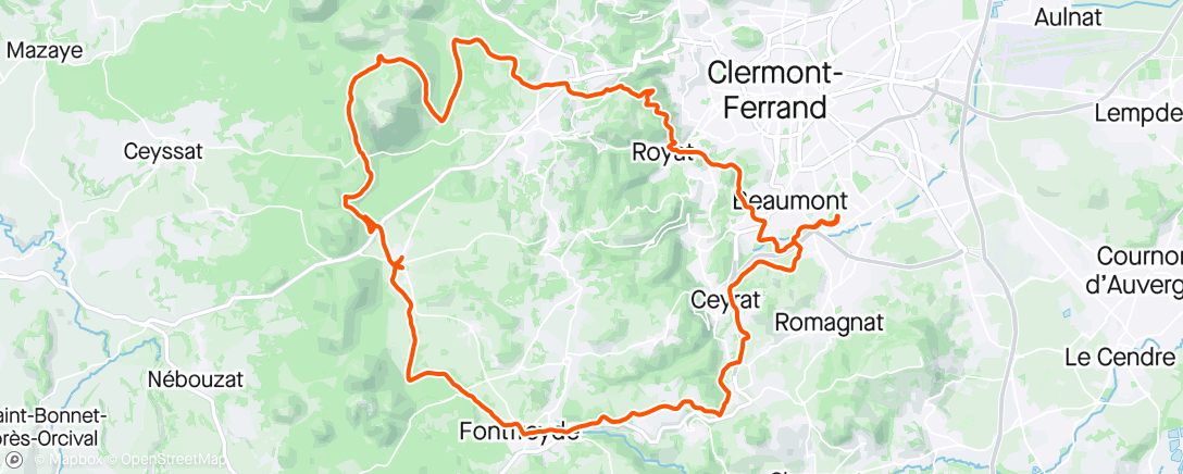 Map of the activity, Sortie VTT dans l'après-midi