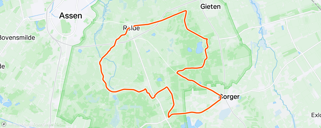 Map of the activity, Verlengde training rit