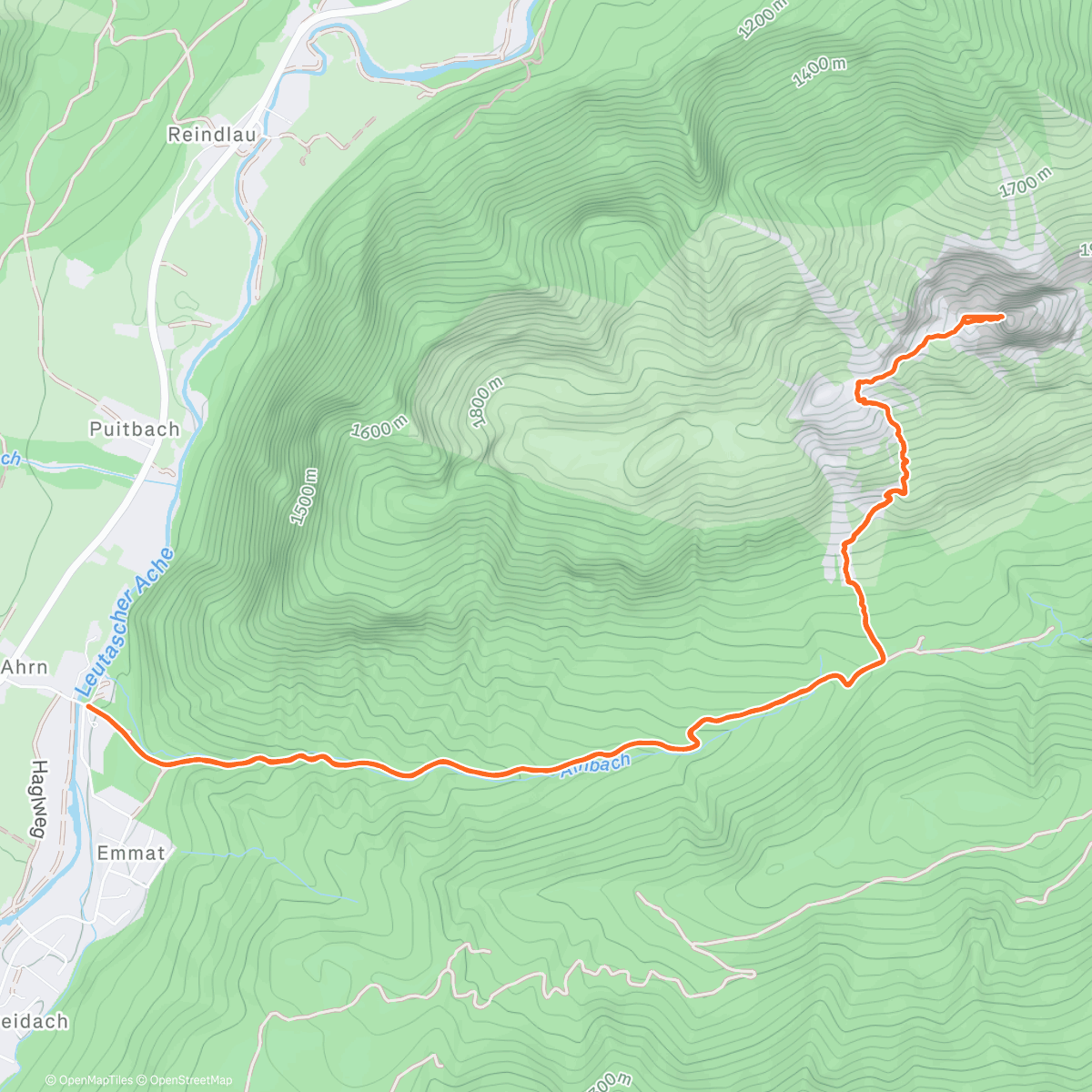 Map of the activity, Afternoon Trail Run