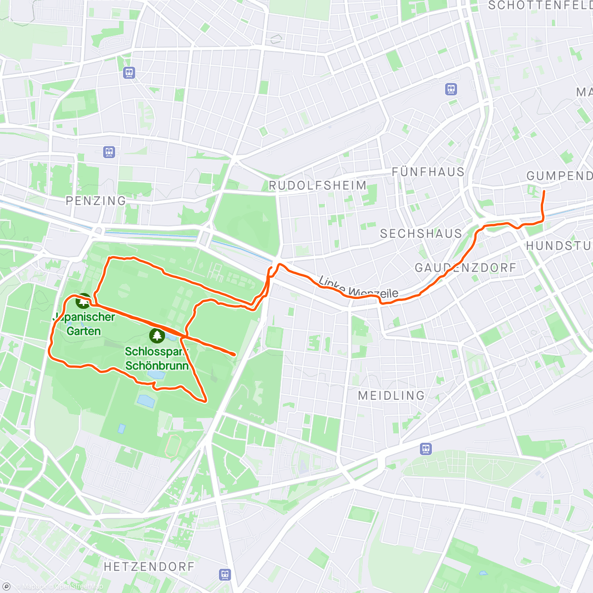 Map of the activity, The usual Schönbrunn run