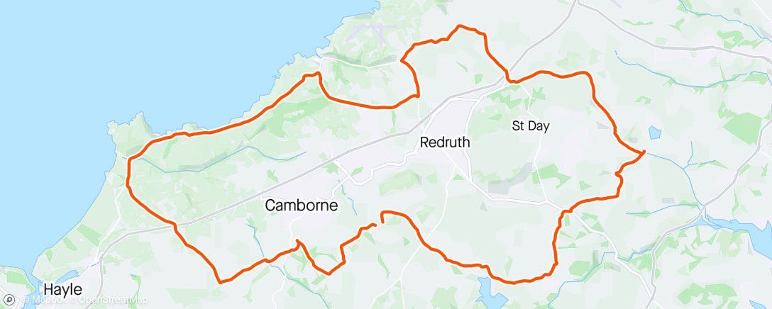 Map of the activity, Nice pootle out to the North Coast road and then to St Piran Cafe for coffee.