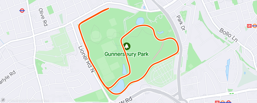 「Gunnersbury Park Parkrun.」活動的地圖