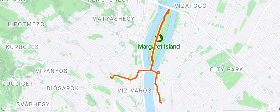 「Margitszigeti kerékpáros kör」活動的地圖
