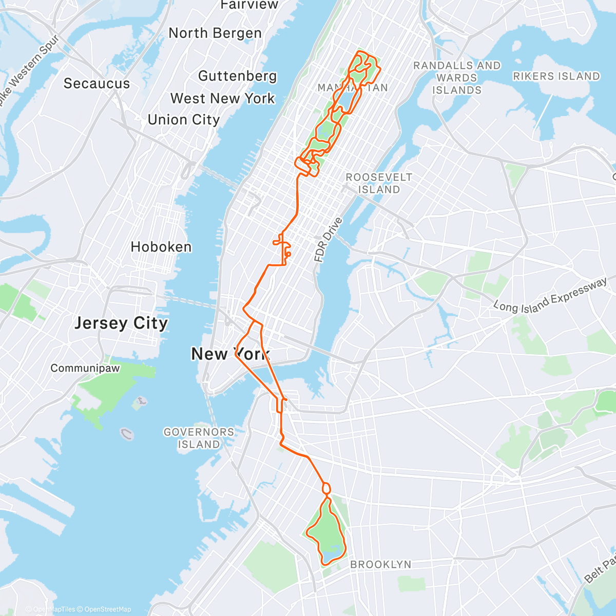 Map of the activity, Zwift - New York